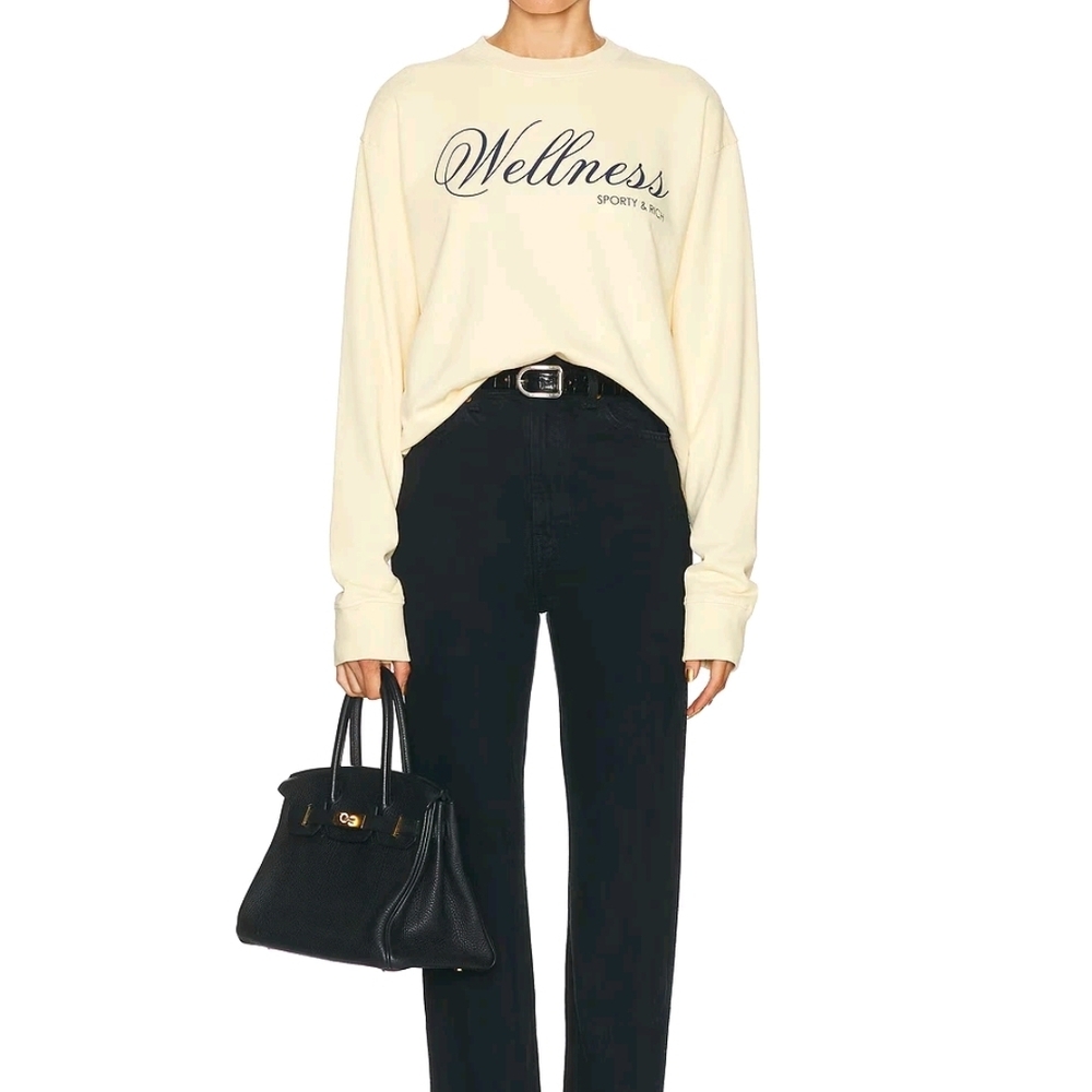 Sporty & Rich Butter Yellow Wellness Crewneck Sweatshirt 100% Cotton Sz M NEW - Picture 10 of 16